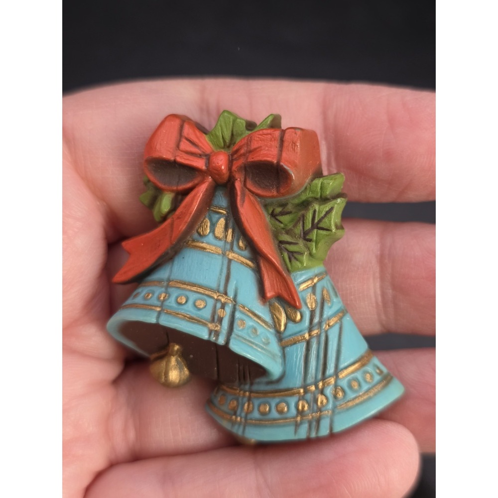 vintage Hallmark blue bells Christmas brooch pin